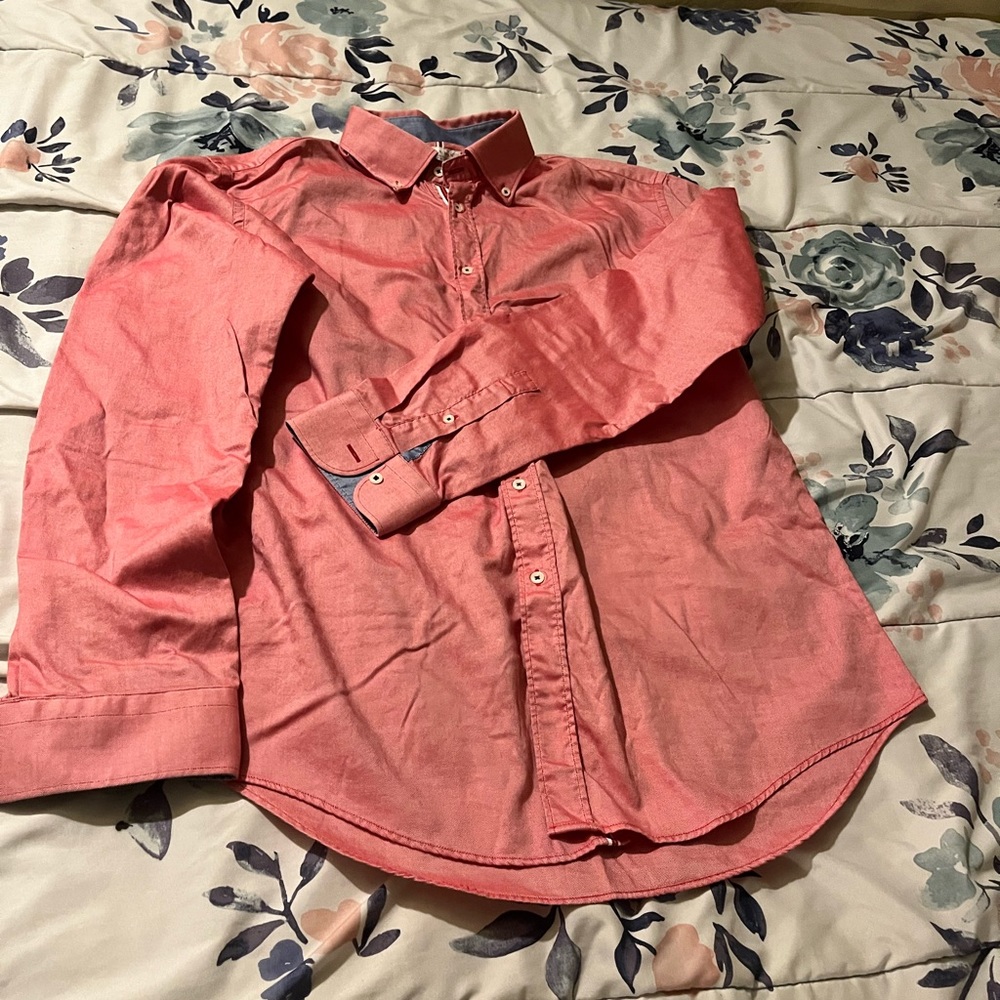 ZARA MAN SLIM FIT Button Down Shirt Size XL Pink